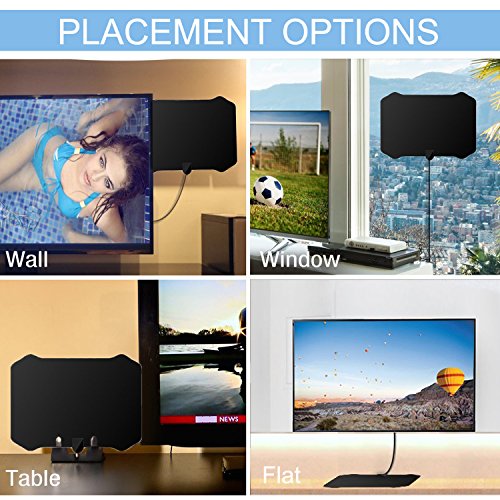 HDTV Antenna, Indoor Amplified TV Antenna 50 to 75 Mile Range with Creative Adjustable Amplifier Detachable Booster, USB Power Supply and... 